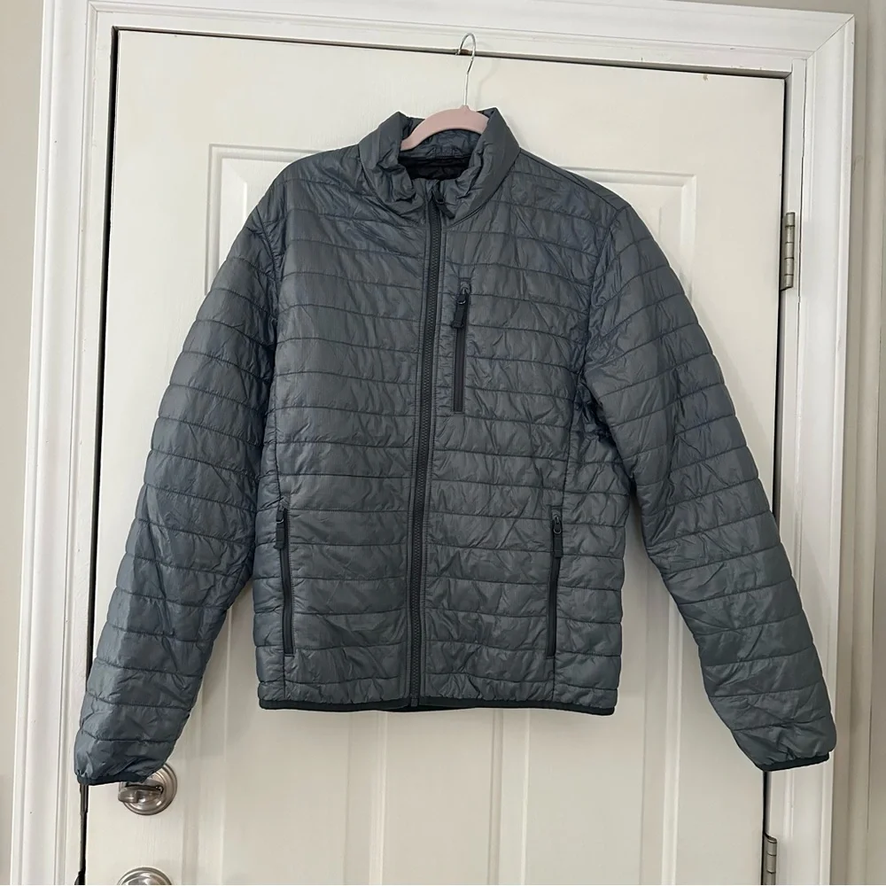 J.Crew Men’s Gray Puffer Jacket Primaloft 3 in 1 System Packable Size Small